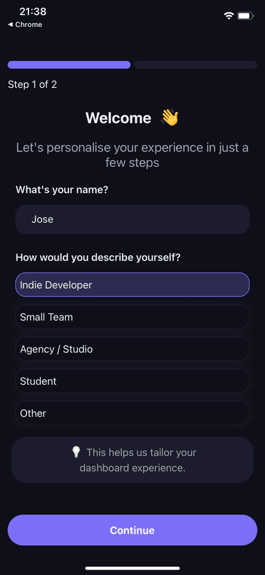 Typevera dashboard screen